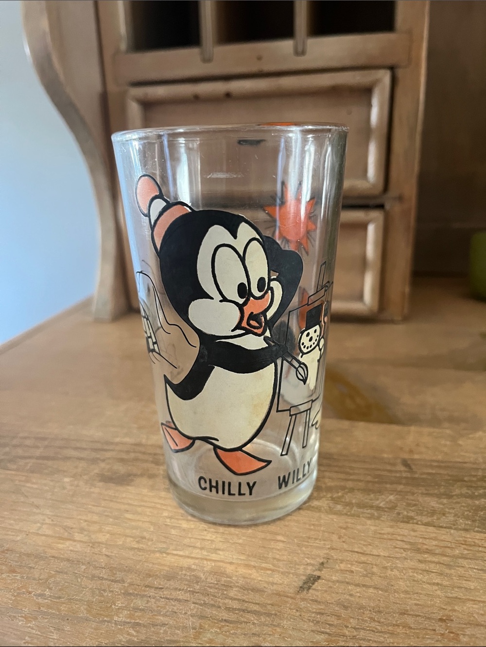 Vintage 1970’s Pepsi Collector Series Chilly Willy Glass Walter Lantz 10 oz.